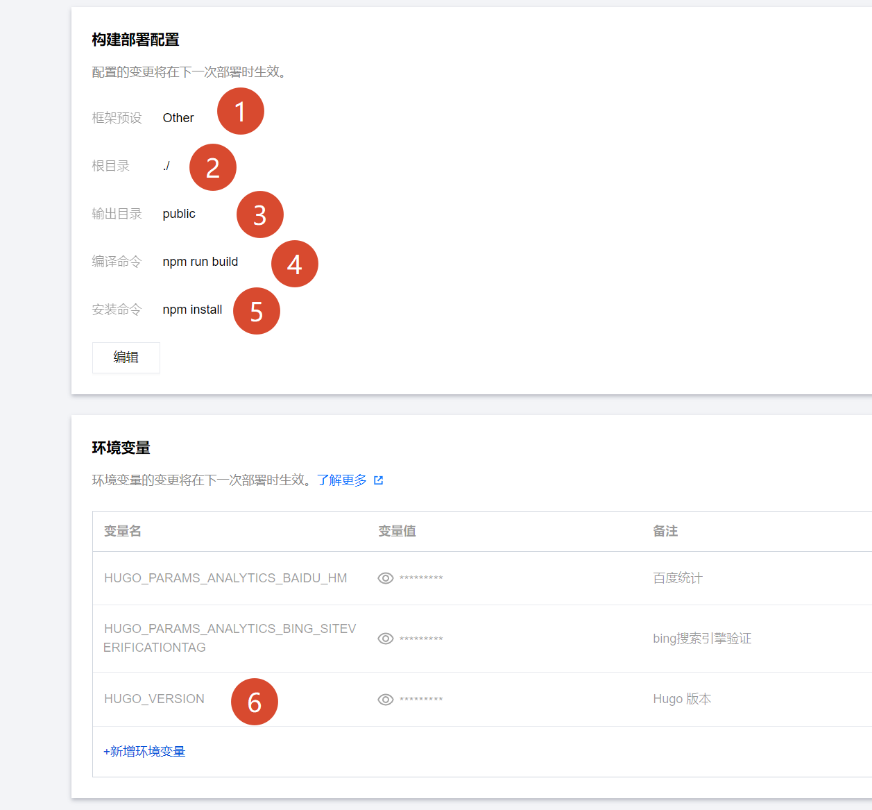 hugo极简jijian部署到edgeone时的项目设置
